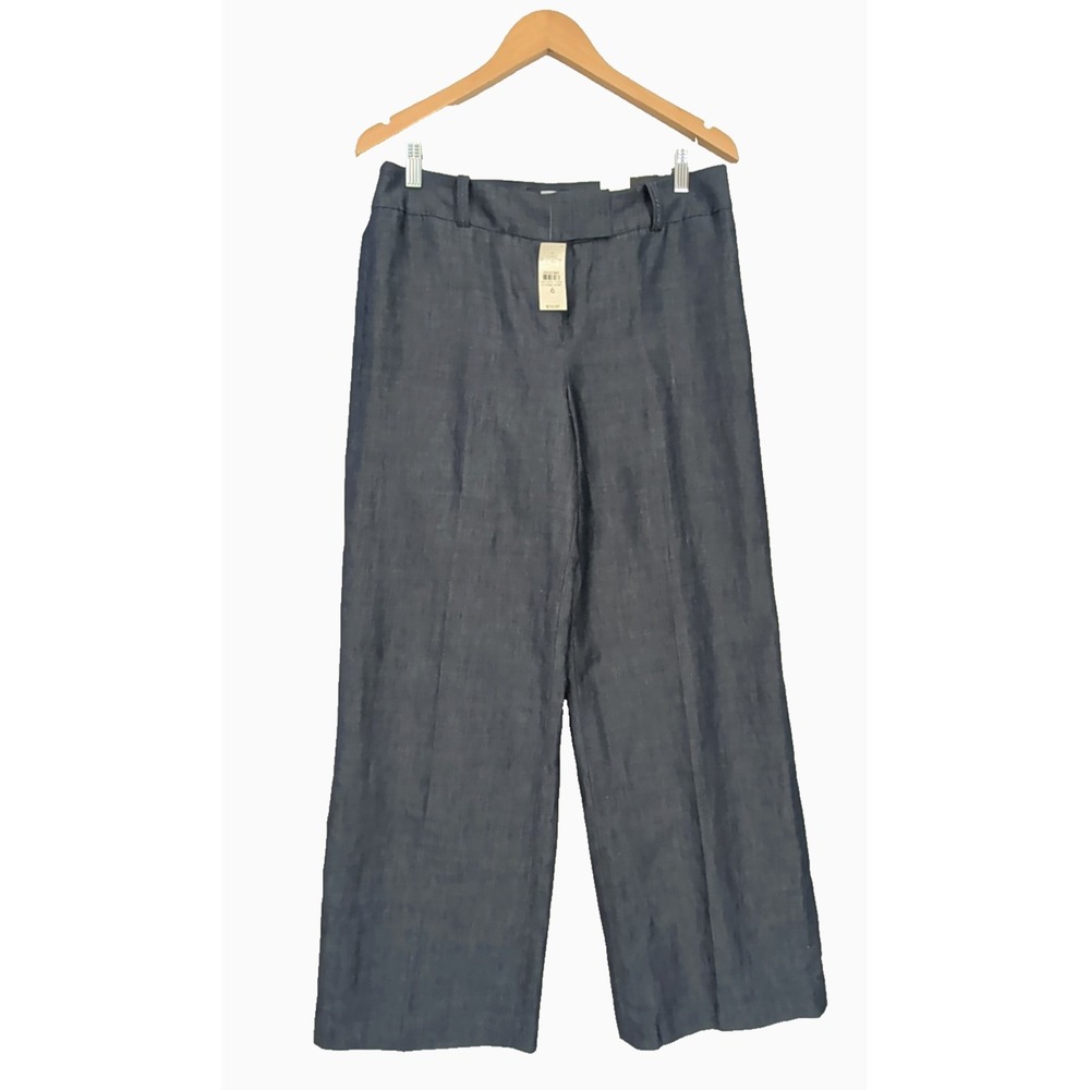 Ann Taylor Loft Ann Wide Leg Trouser Pants Womens 6 Blue Lined Office Casual